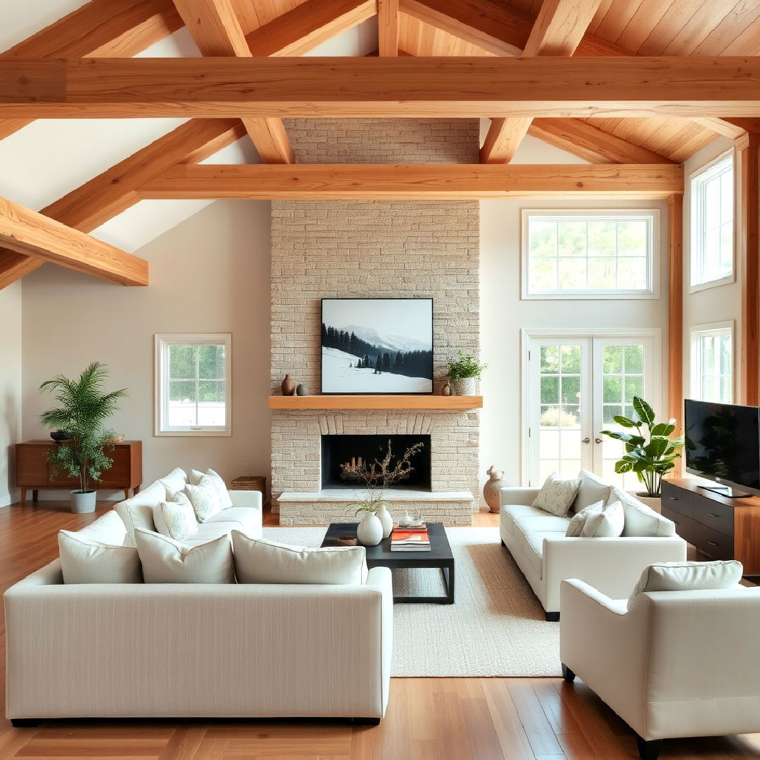 exposed wood beams for warmth and texture