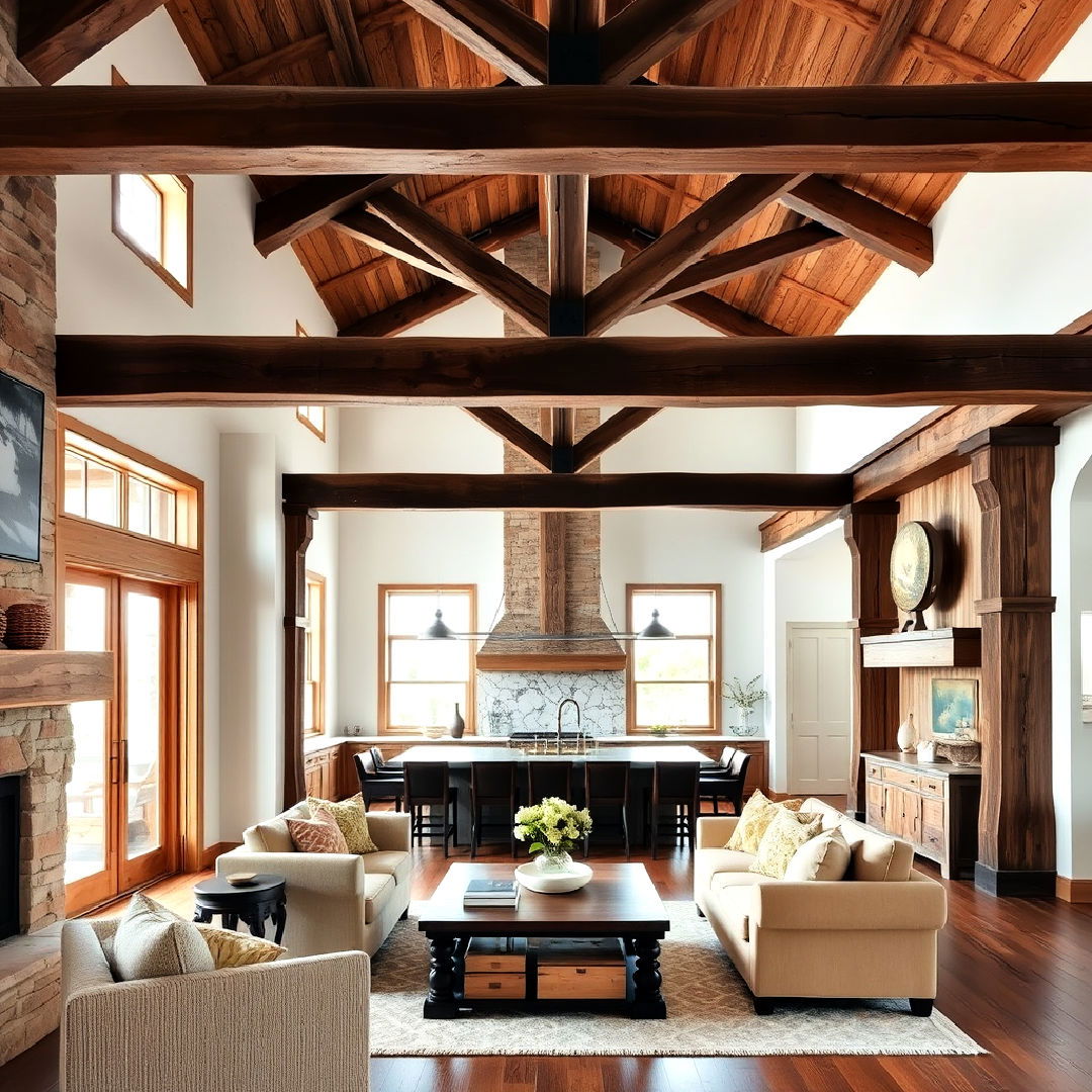 exposed wooden beams