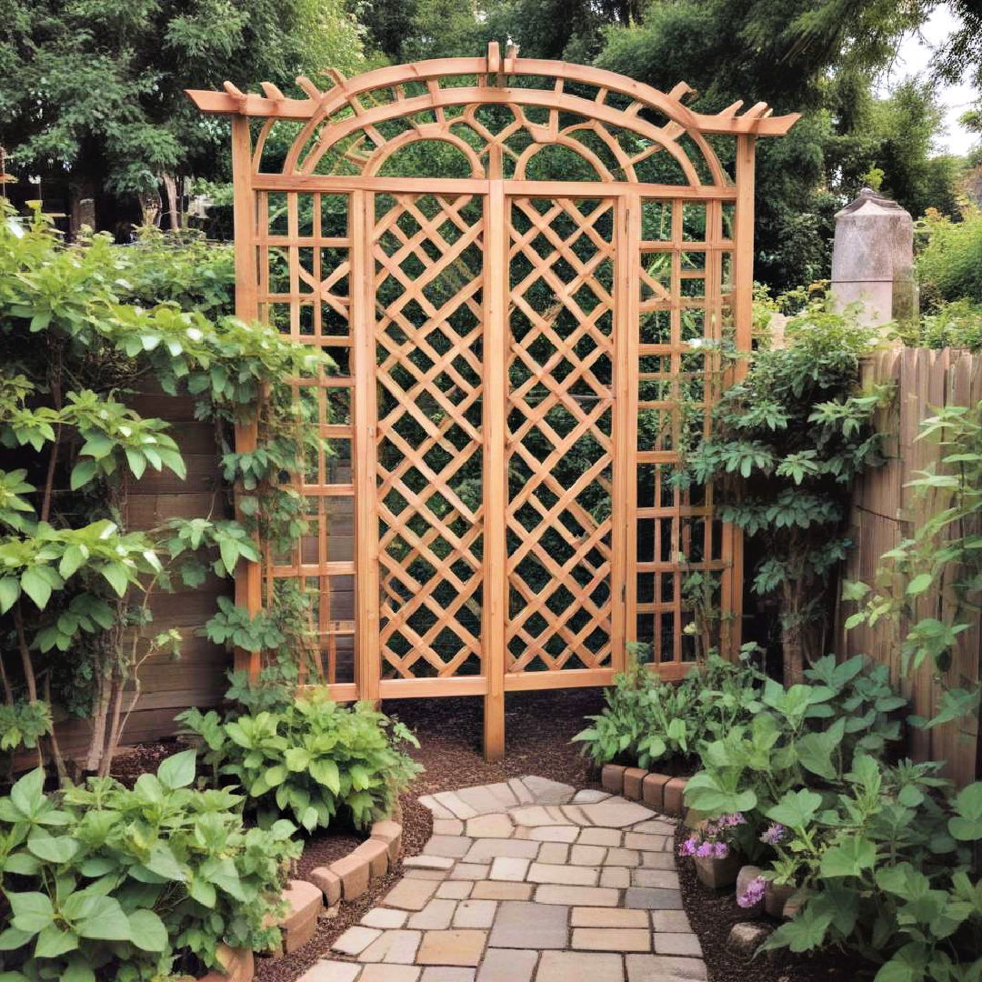 fan shaped trellis for corner spaces