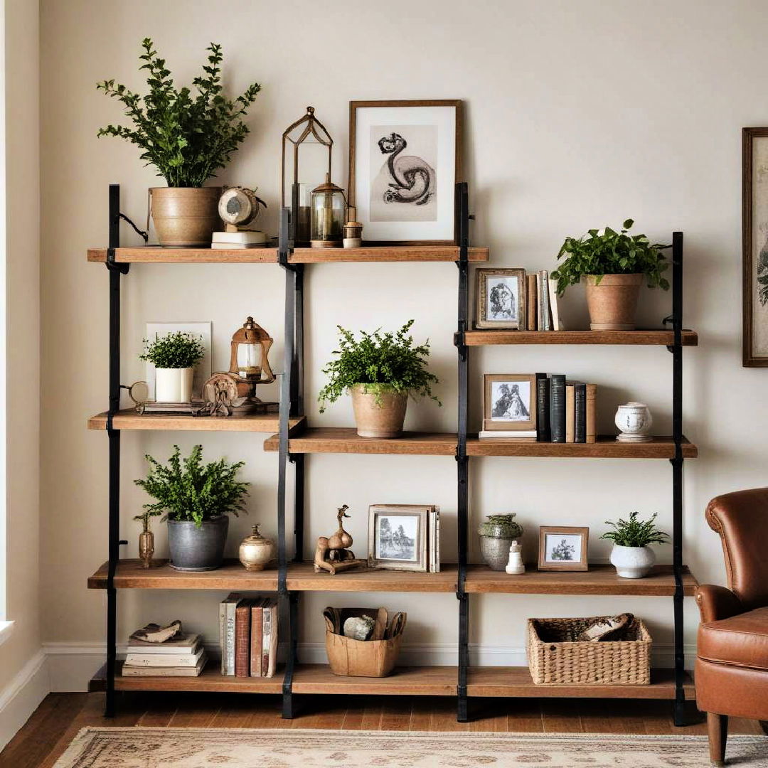 farmhouse inspired shelving