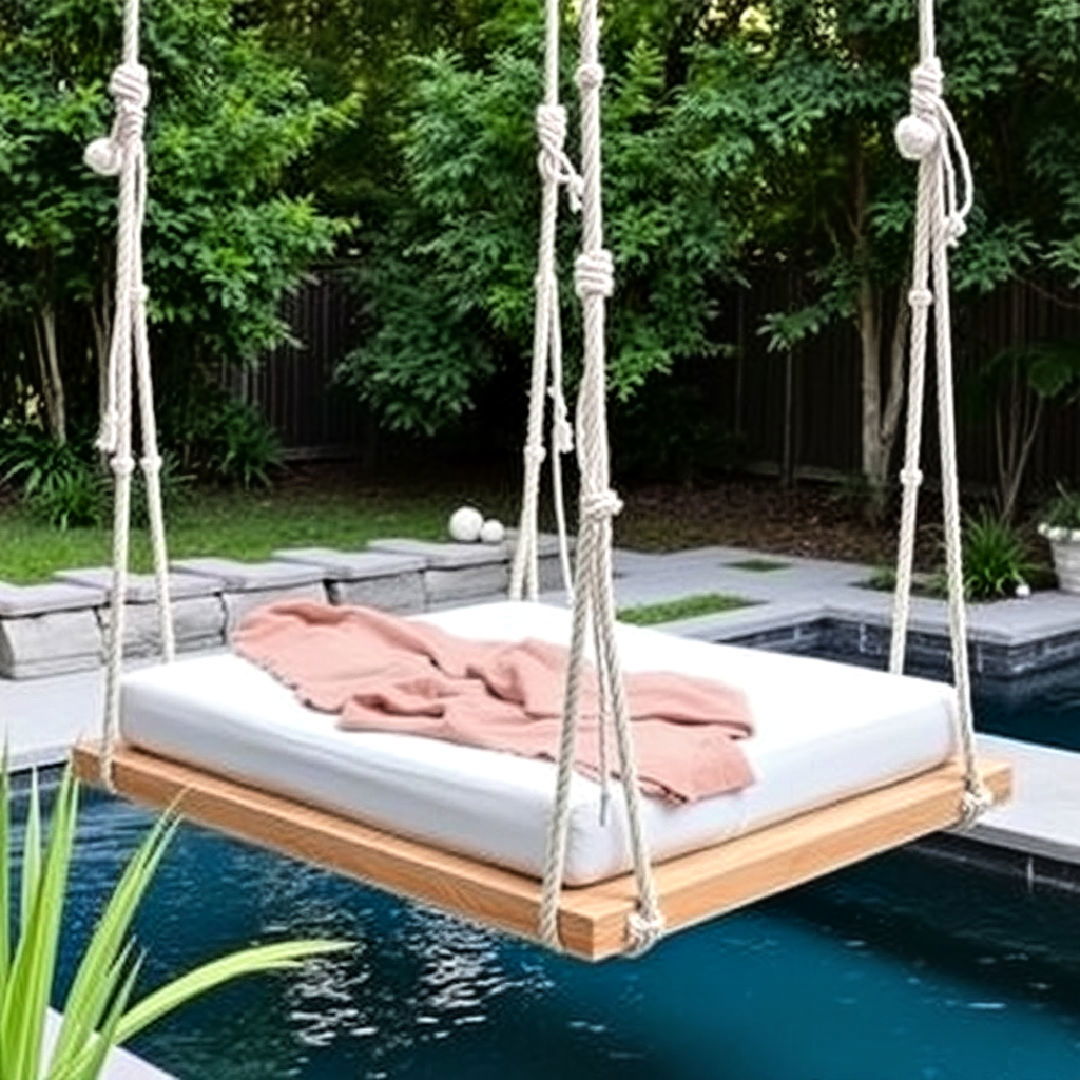 floating bed with rope accents