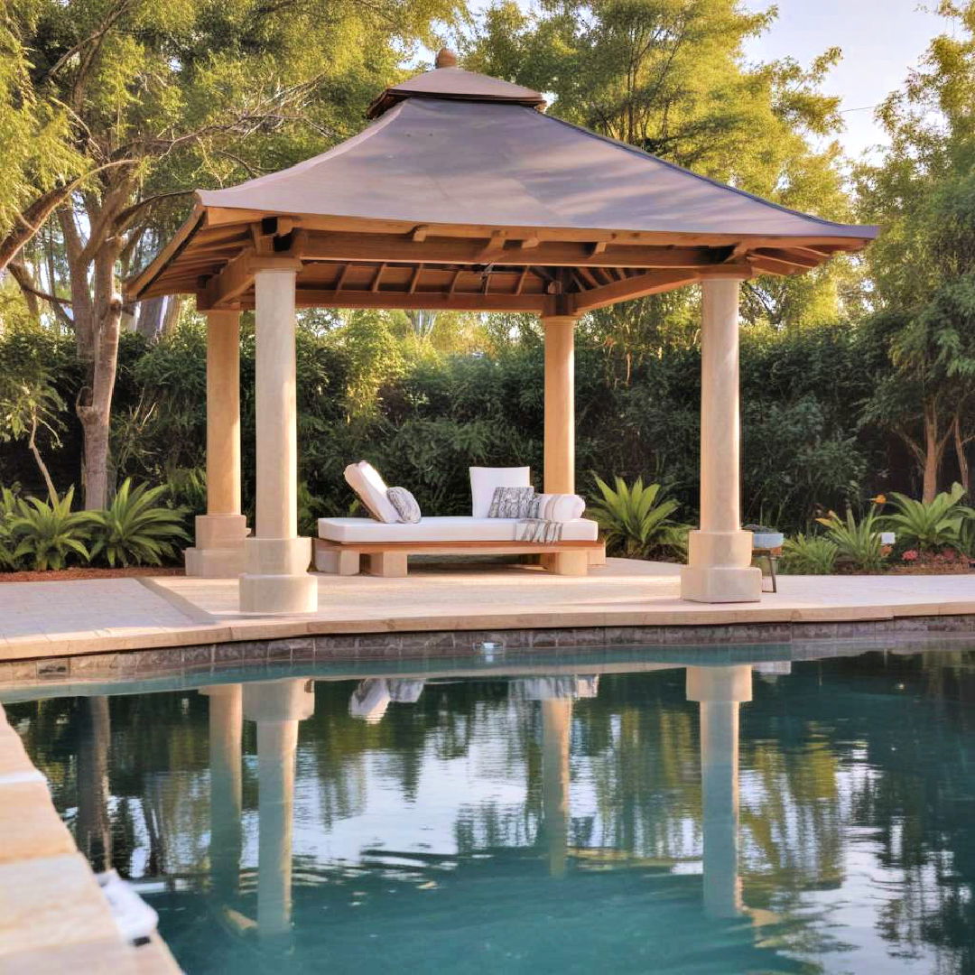 floating gazebo on pool deck