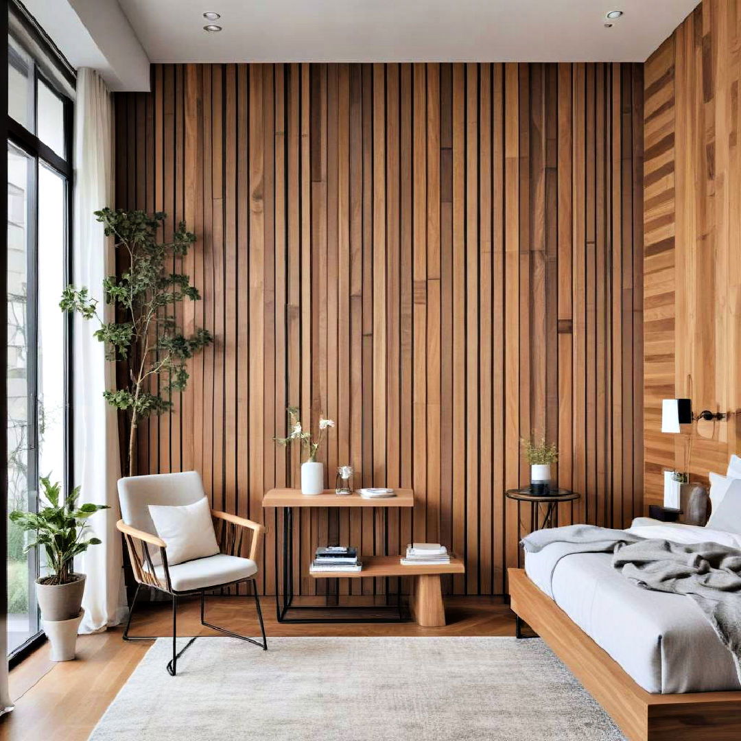 floor to ceiling wood slats