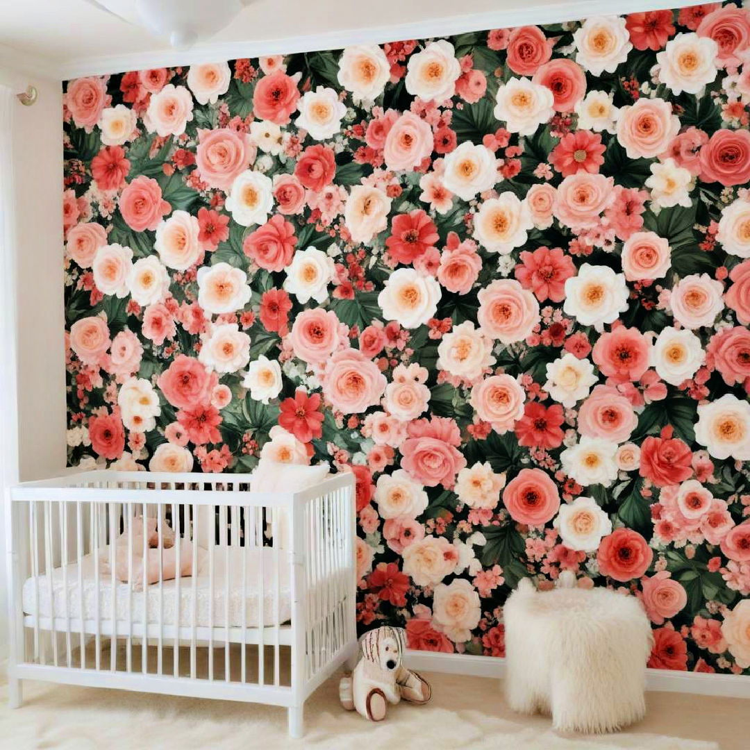 floral accent wall