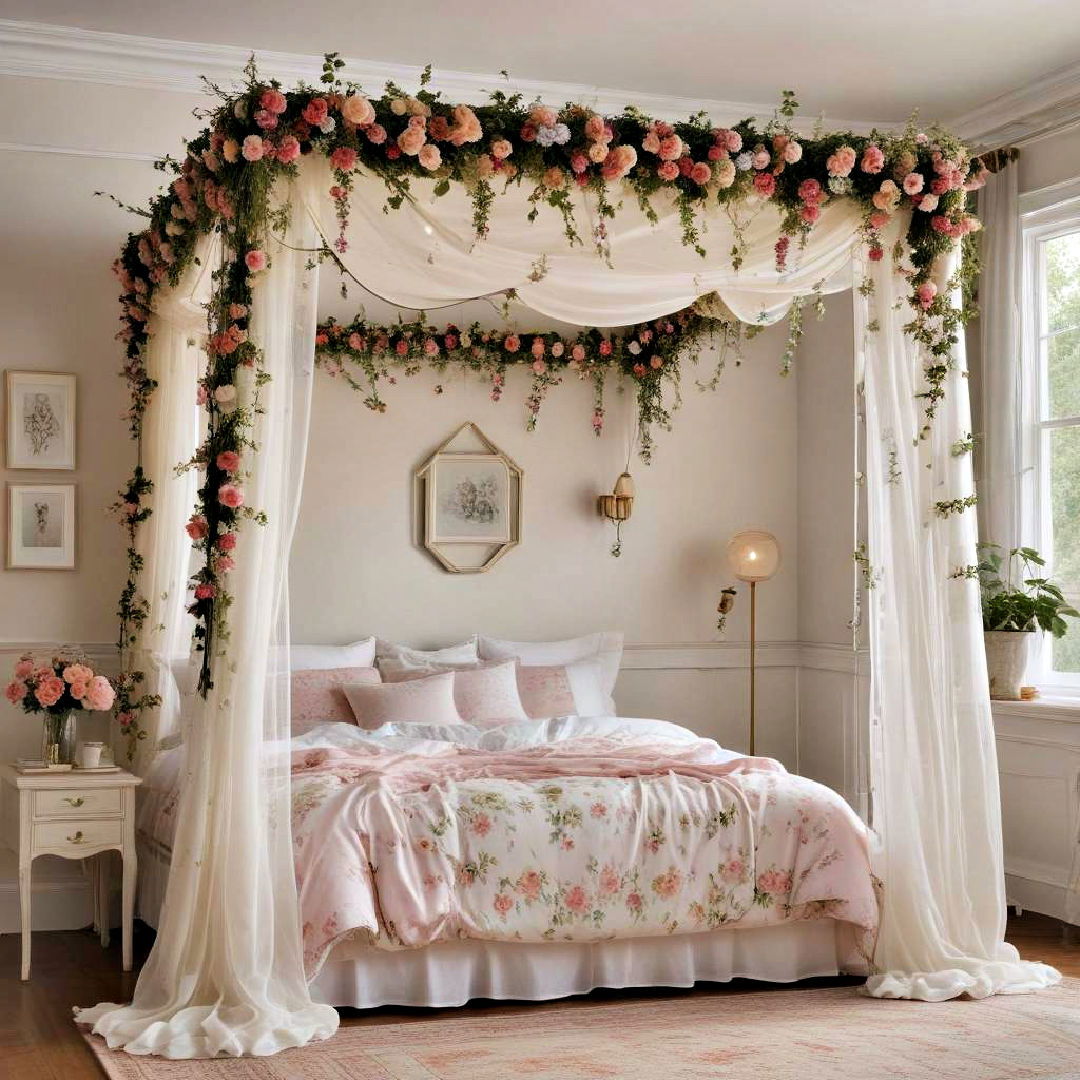 floral canopy bed