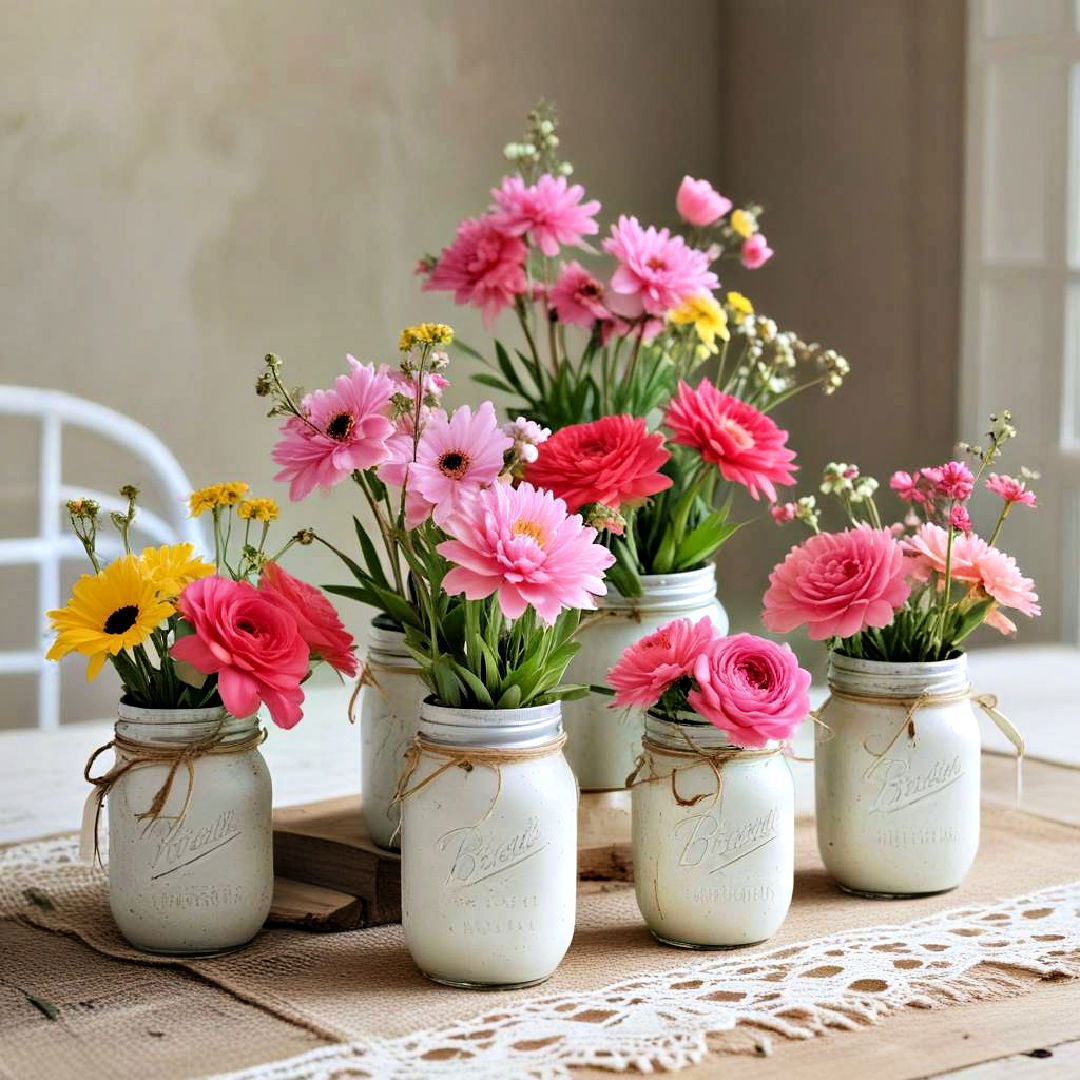 floral mason jars