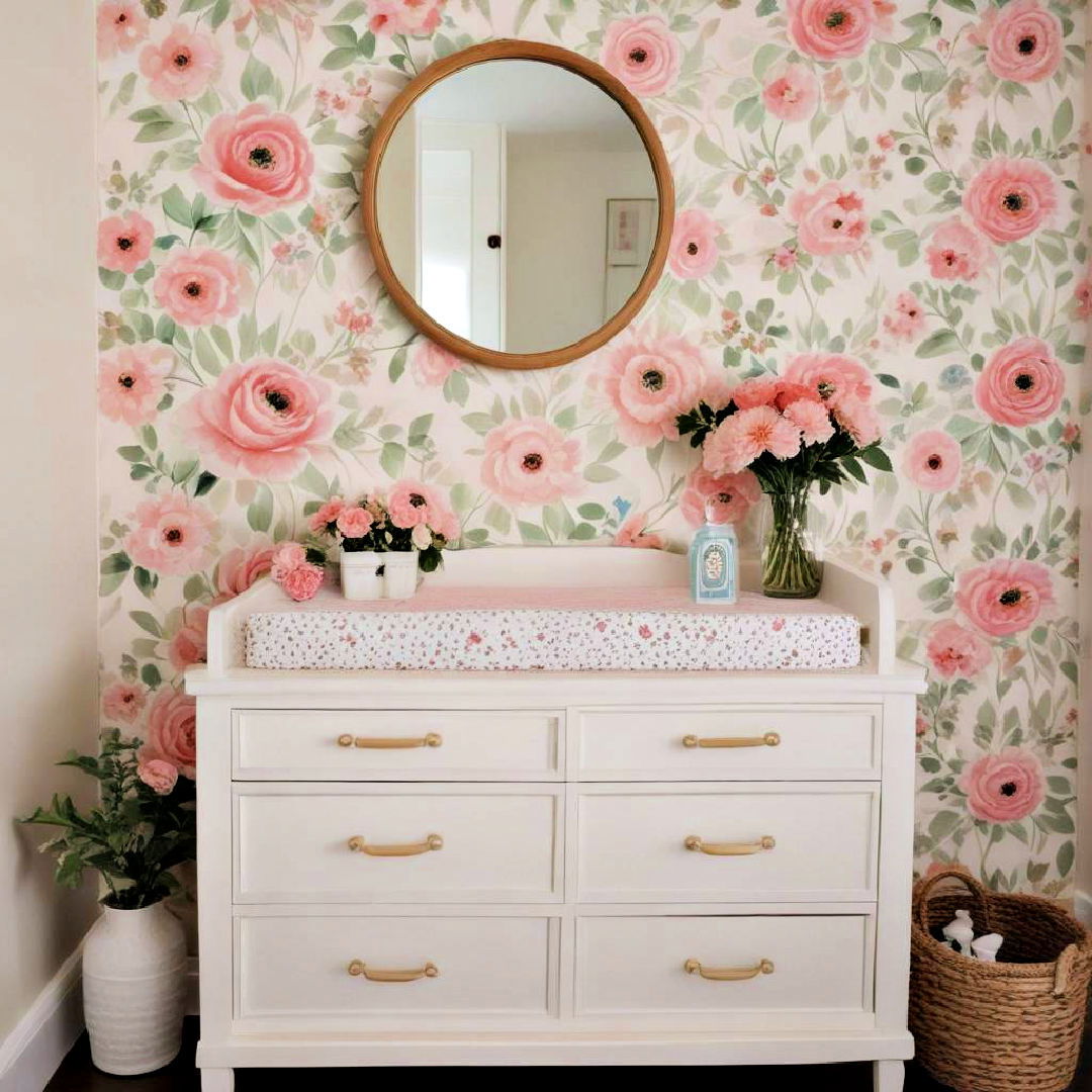 floral themed changing table