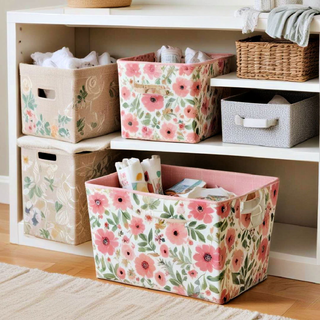 floral themed storage bins