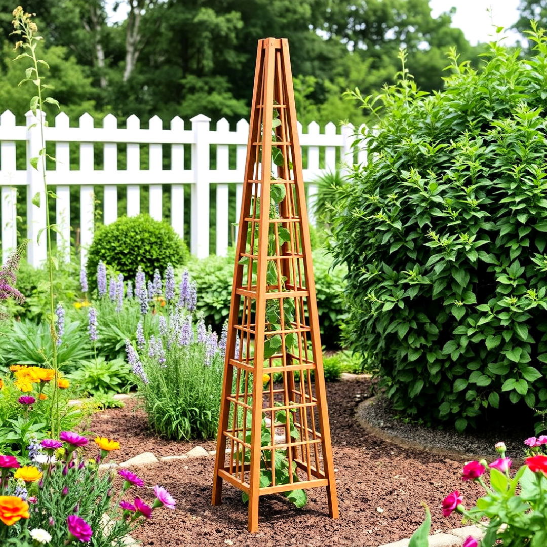 freestanding obelisk trellis for a decorative focal point