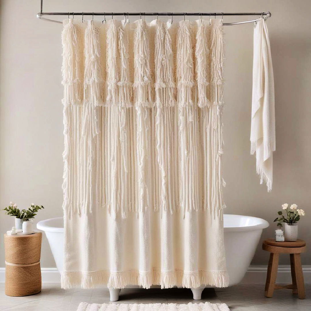 fringe shower curtain for playful texture