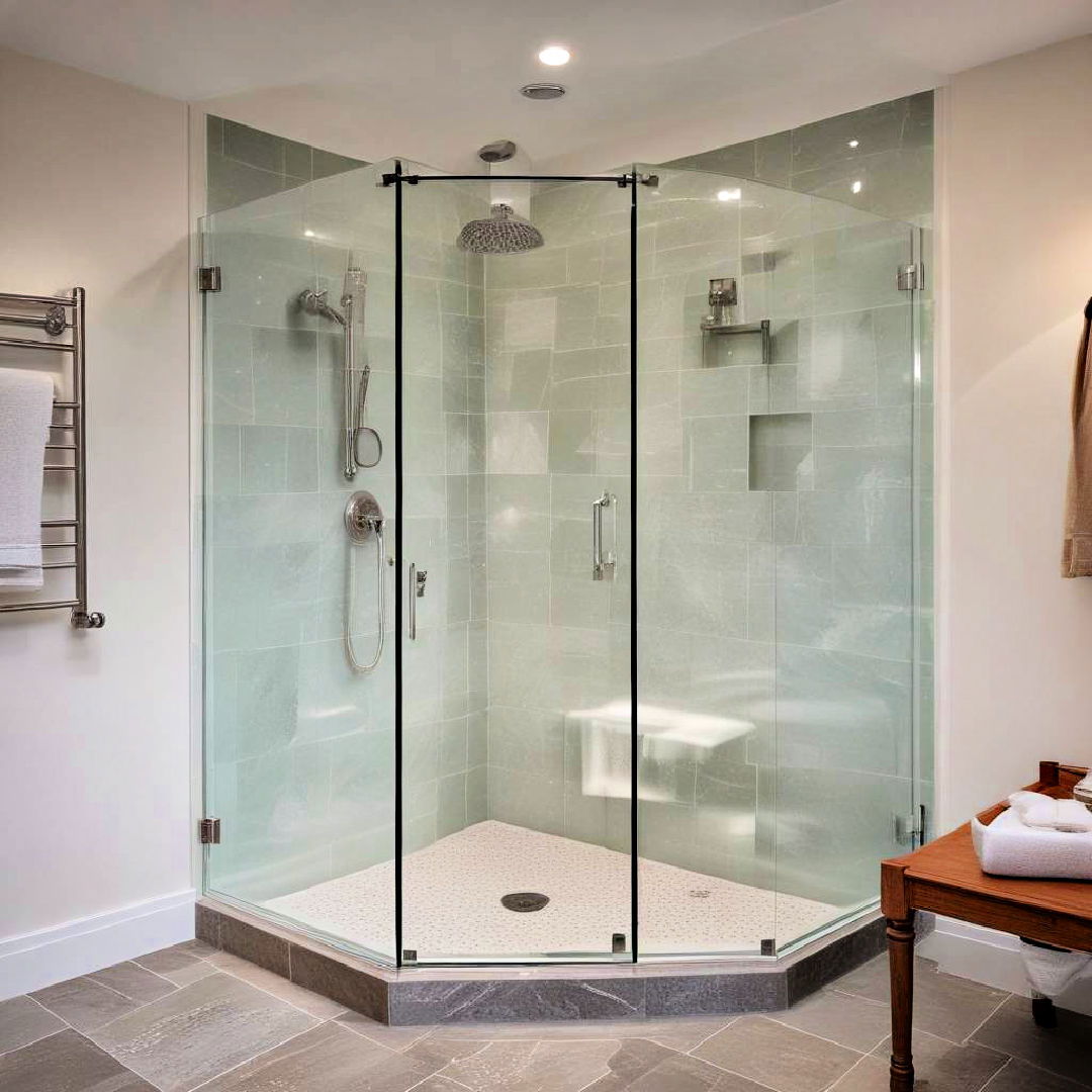 frosted glass corner shower