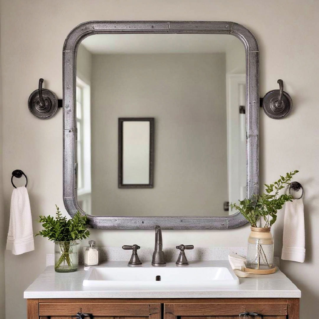 galvanized metal frame mirror