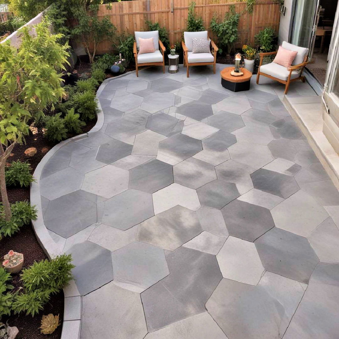 geometric concrete patio design