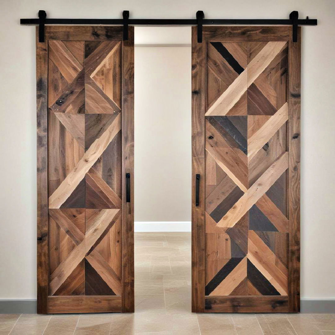 geometric inlay barn doors