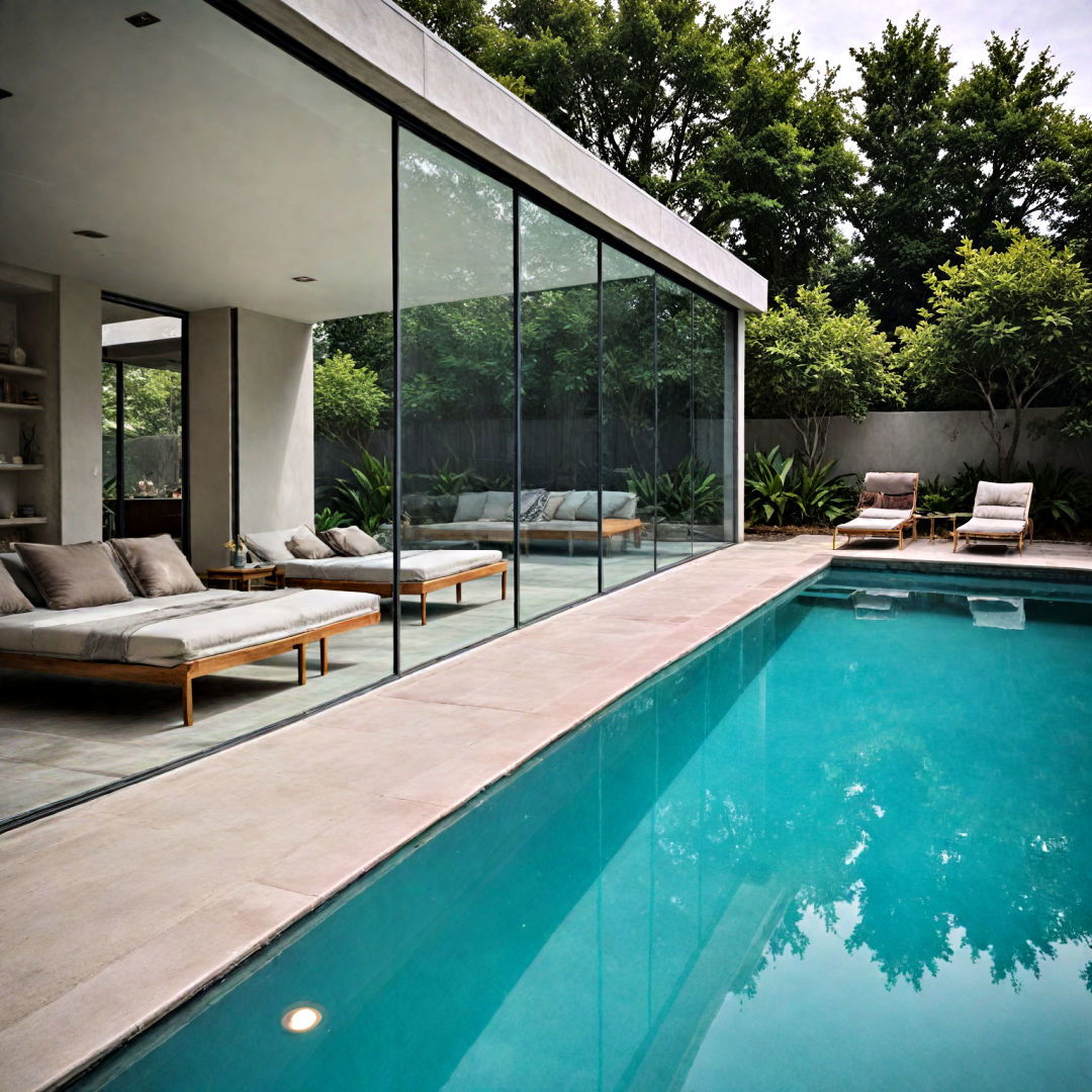 glass wall pool