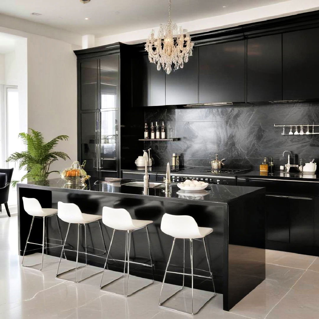 glossy black cabinets