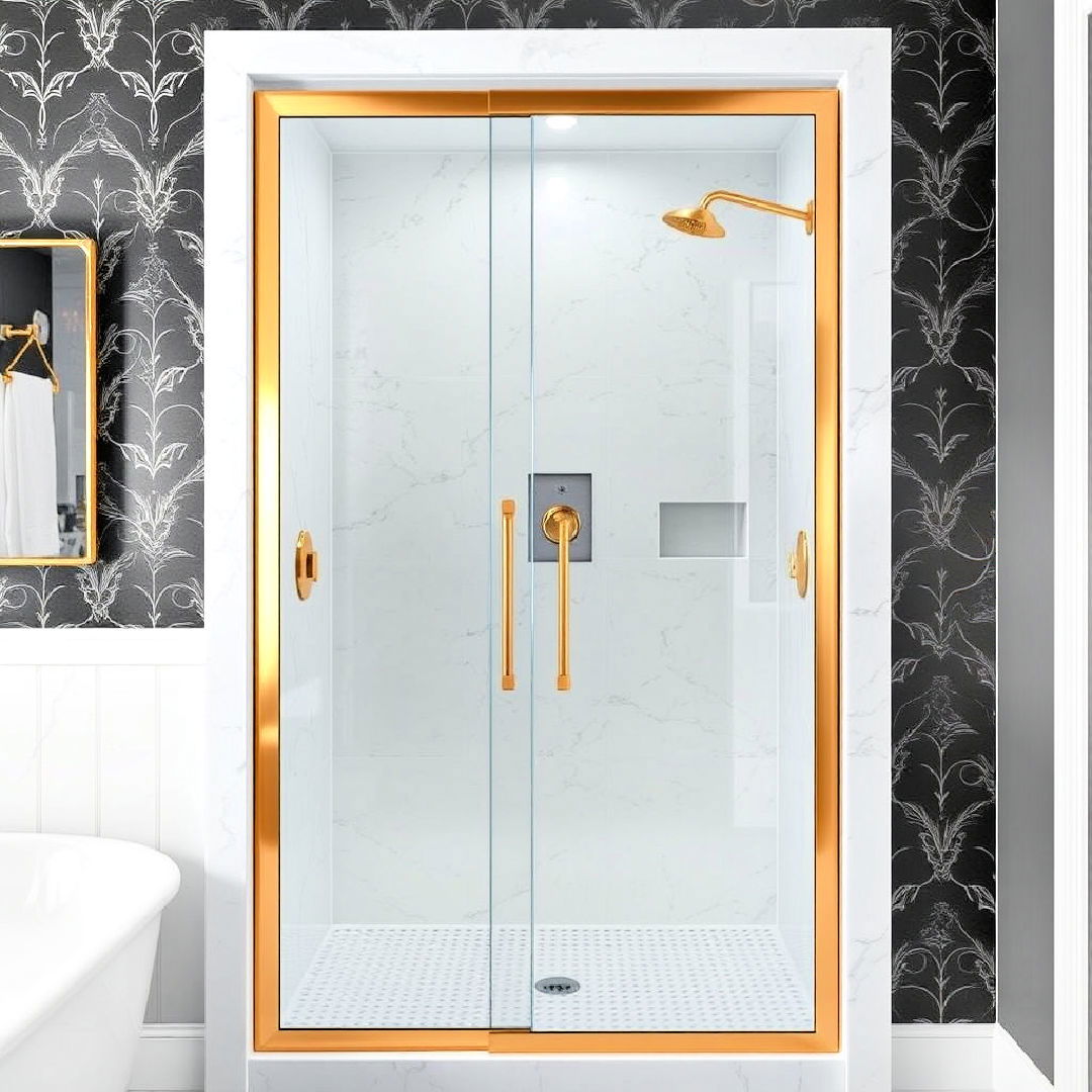 gold framed shower door