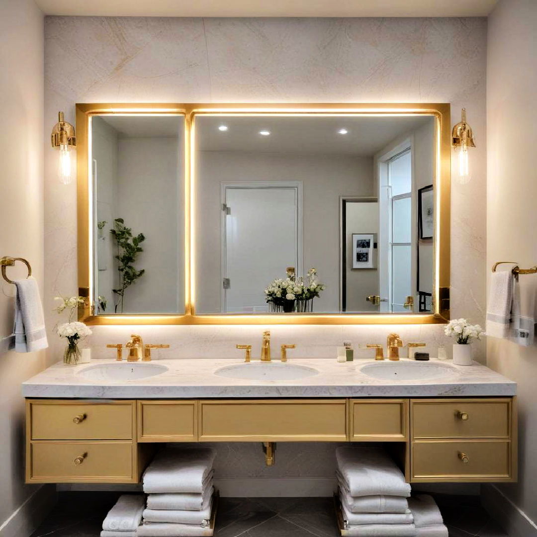 gold vanity mirrors with lighting