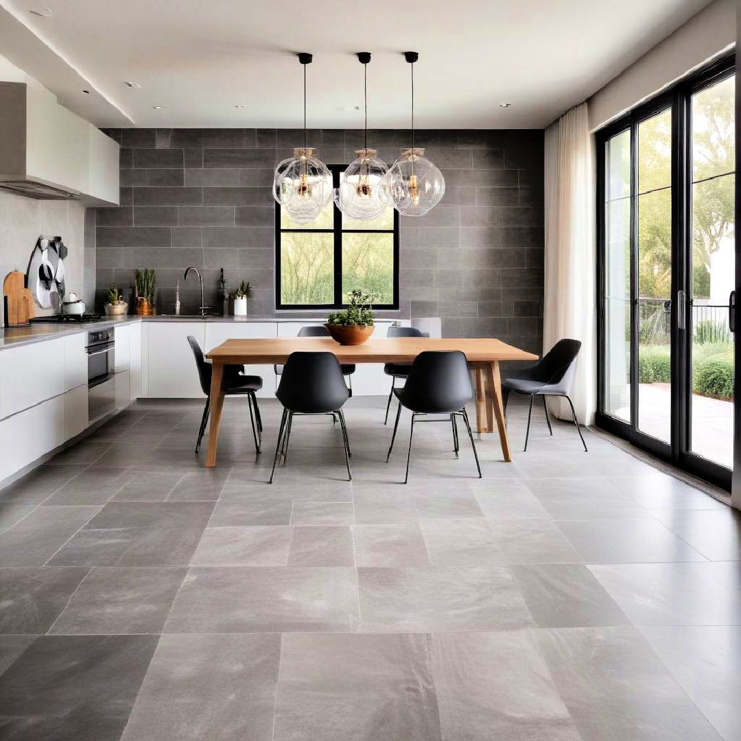 gray tile flooring for a sleek finish