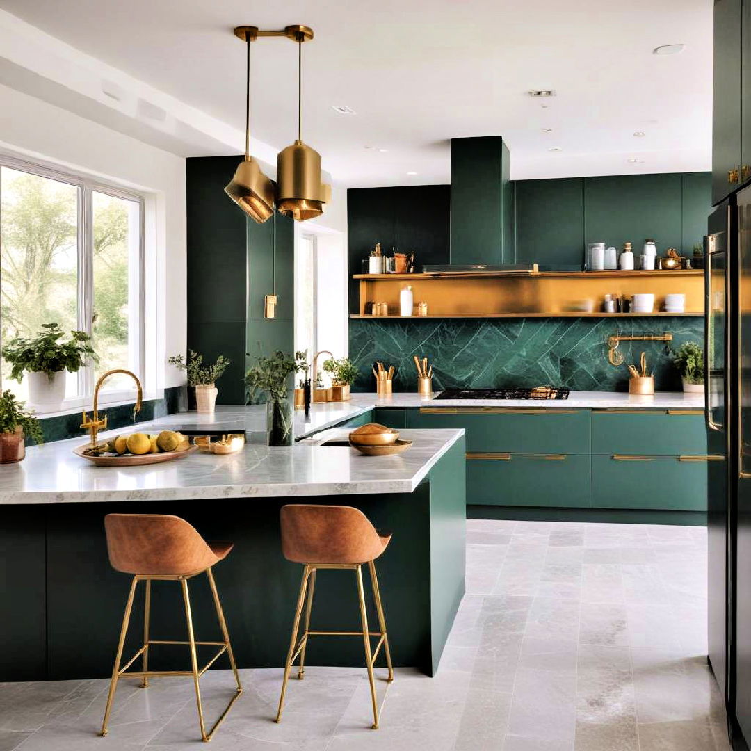 green and gold accents for a luxurious touch