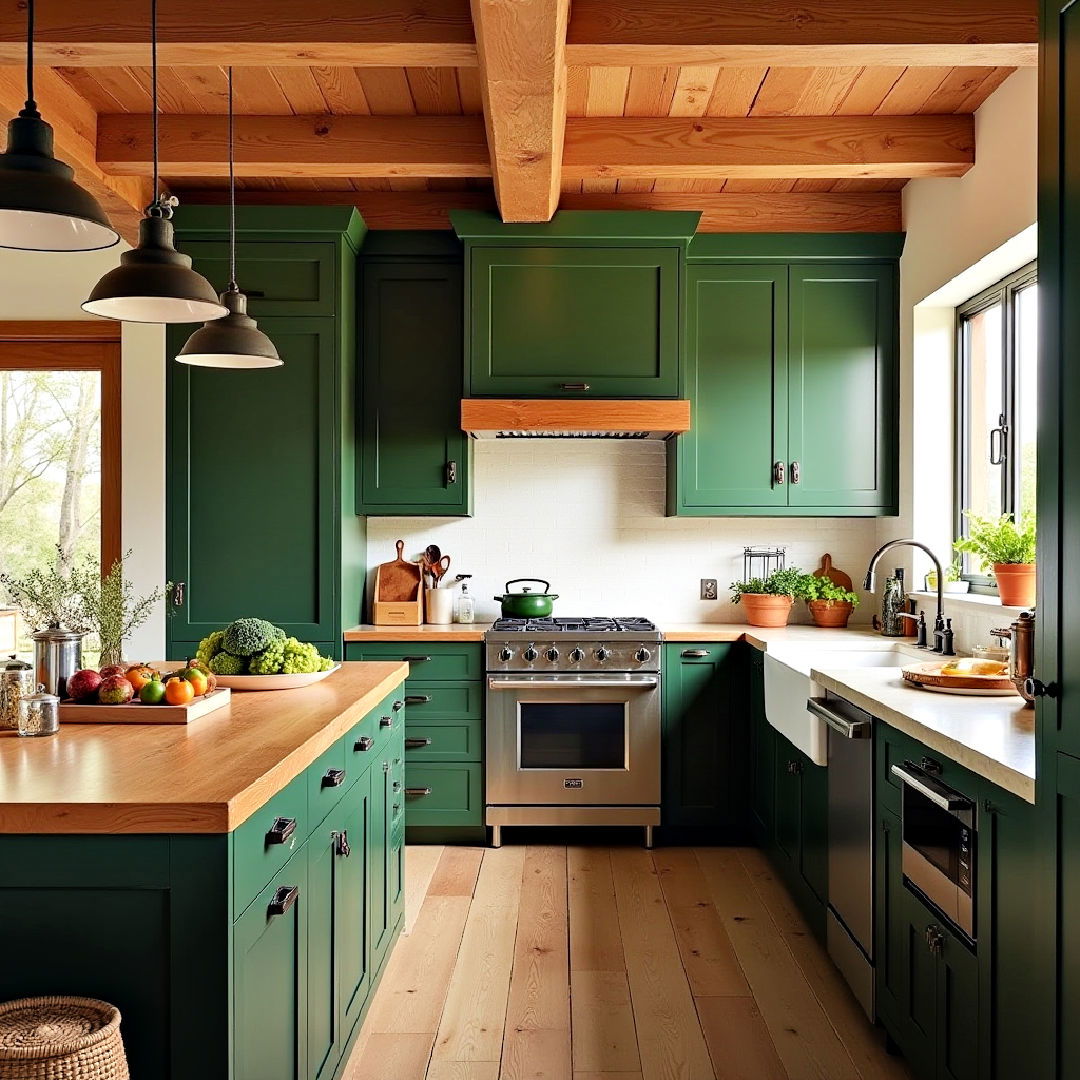 green and wood combination for rustic charm