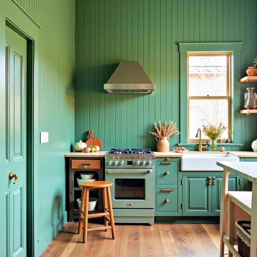 green beadboard walls for vintage charm