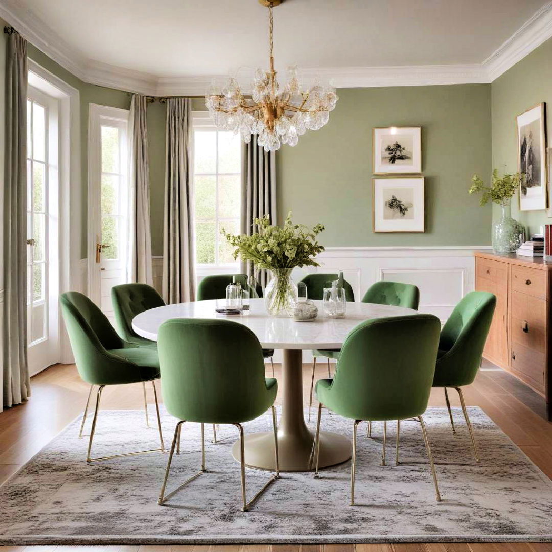 green dining chairs