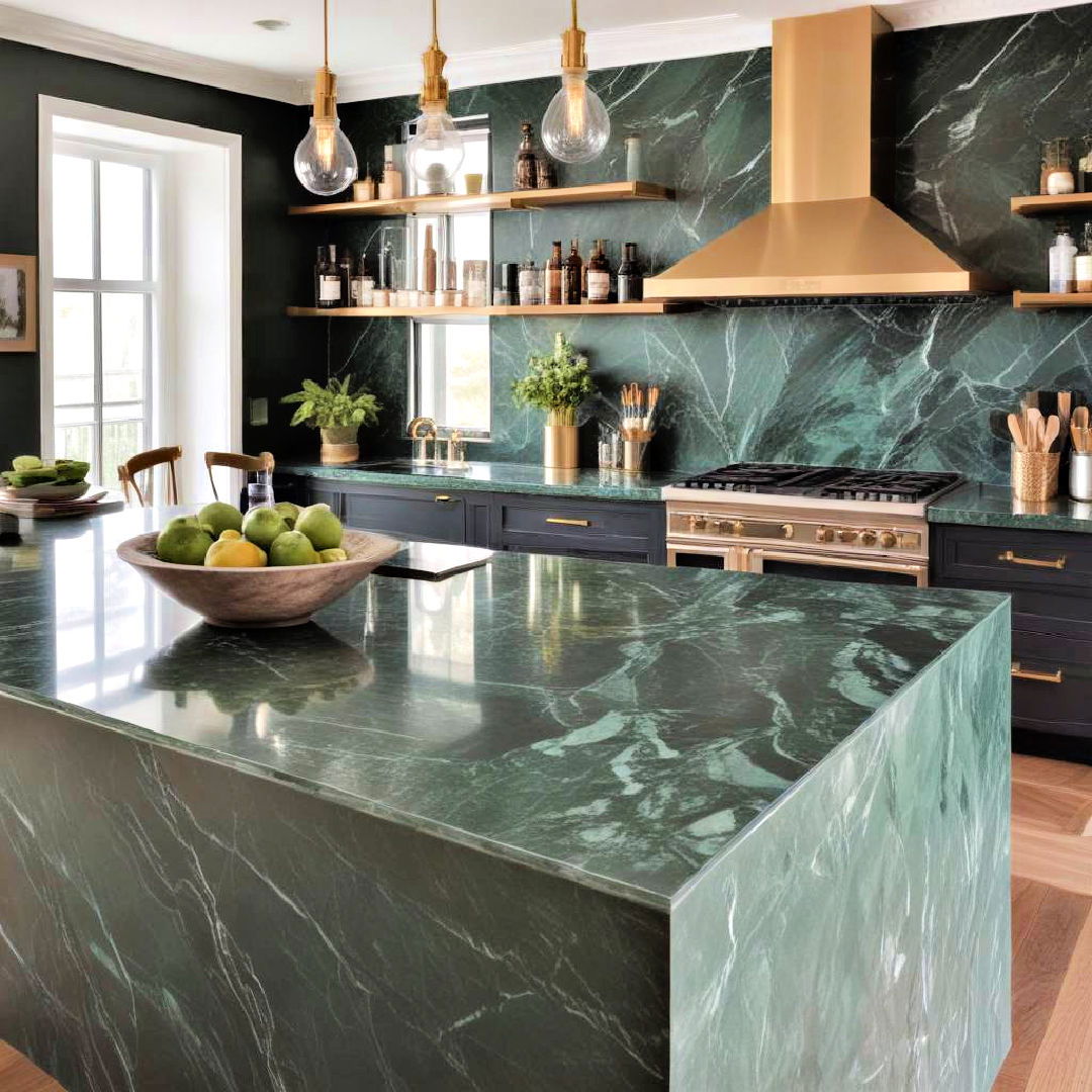 green marble countertops for a luxe look