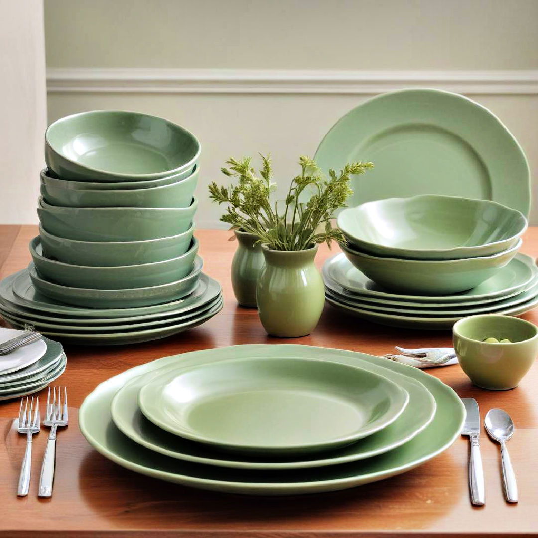 green tableware