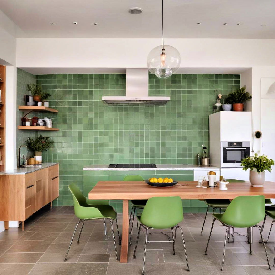 green tile backsplash