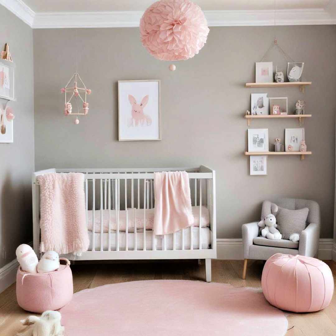 grey and pink accents