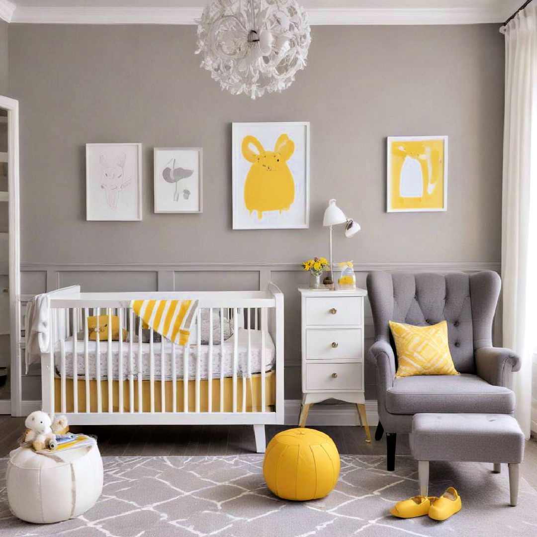 grey and yellow accents