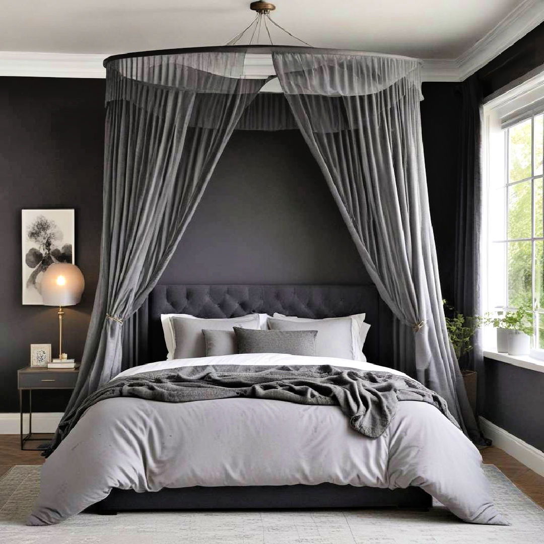 grey bed canopy