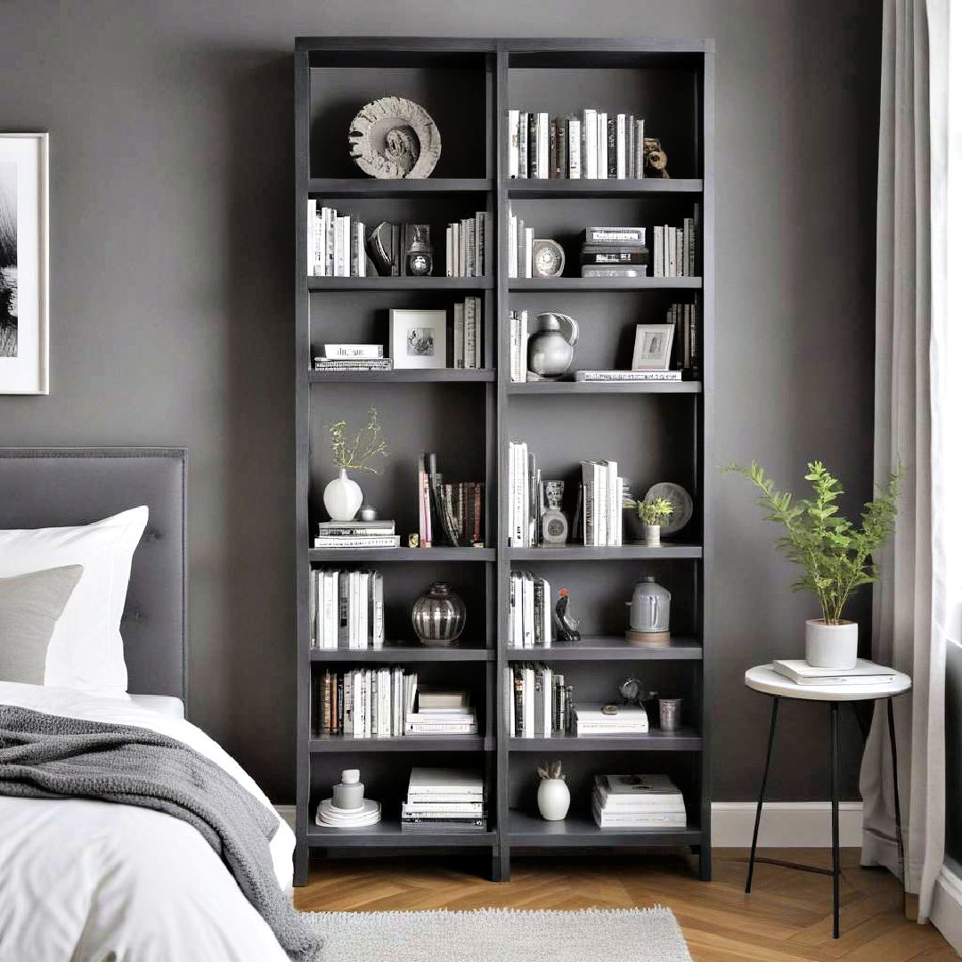 grey bookshelf