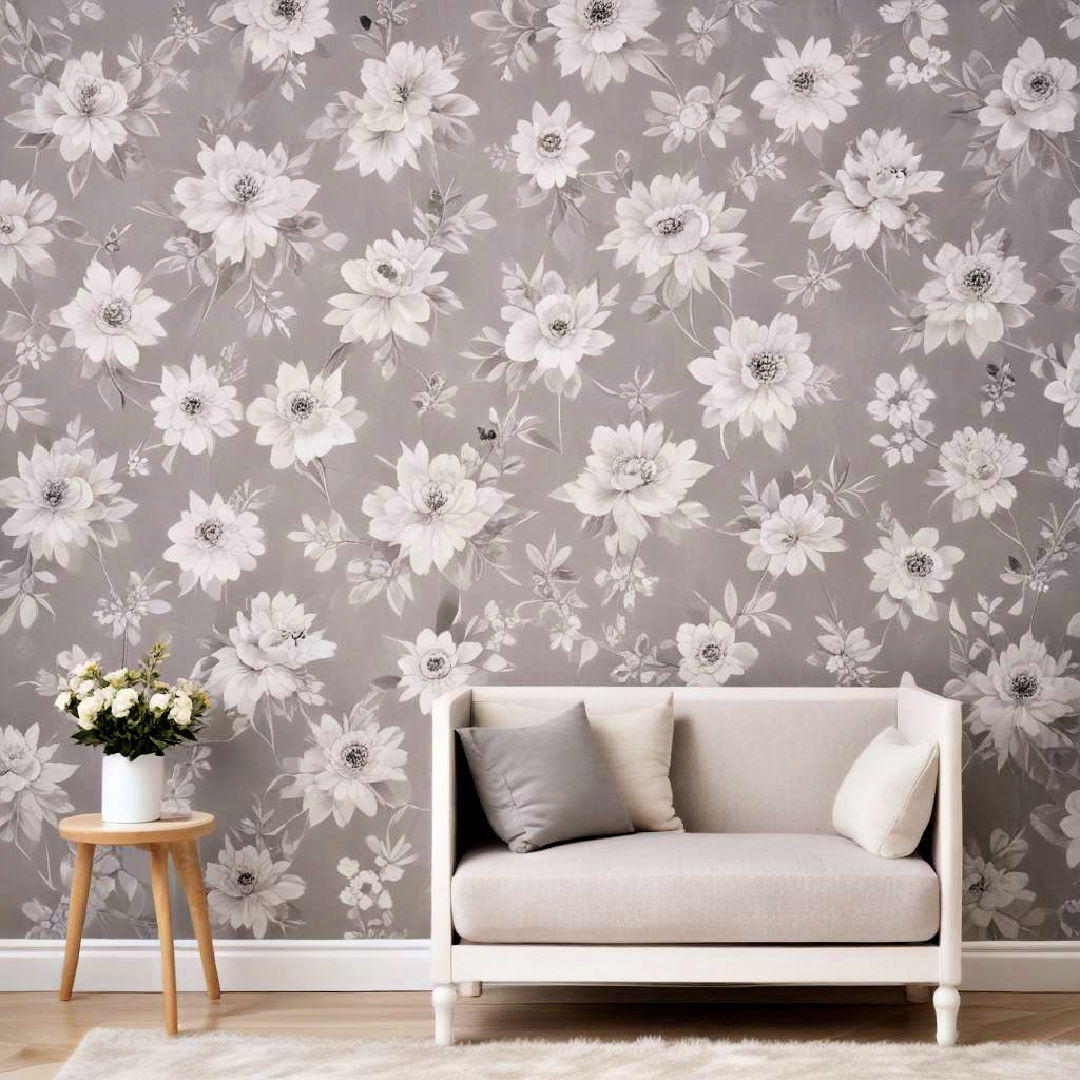 grey floral wallpaper