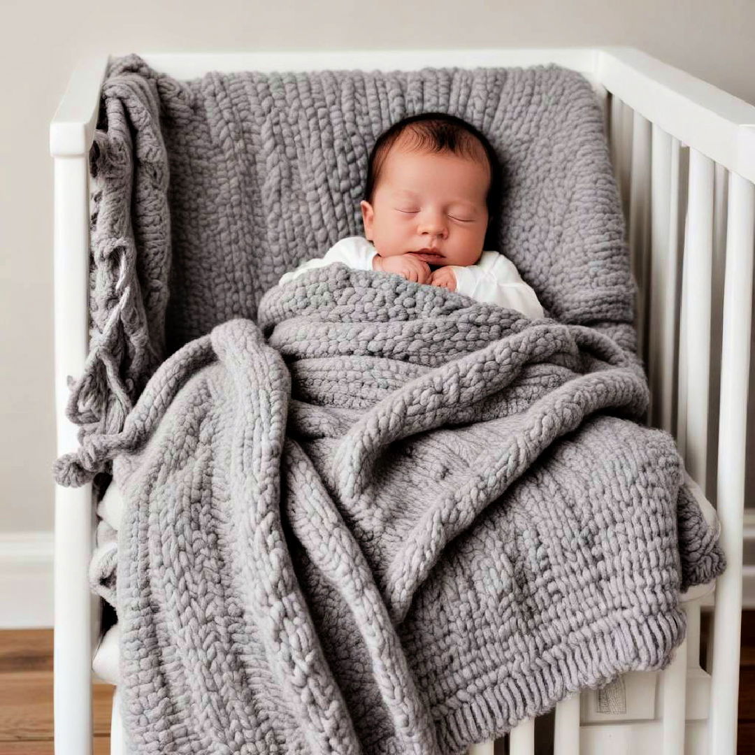 grey knit blanket