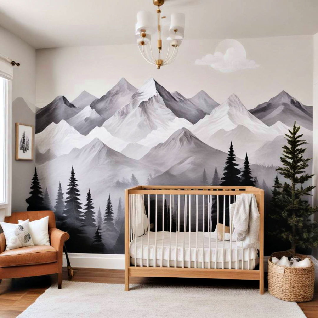 grey mountain mural