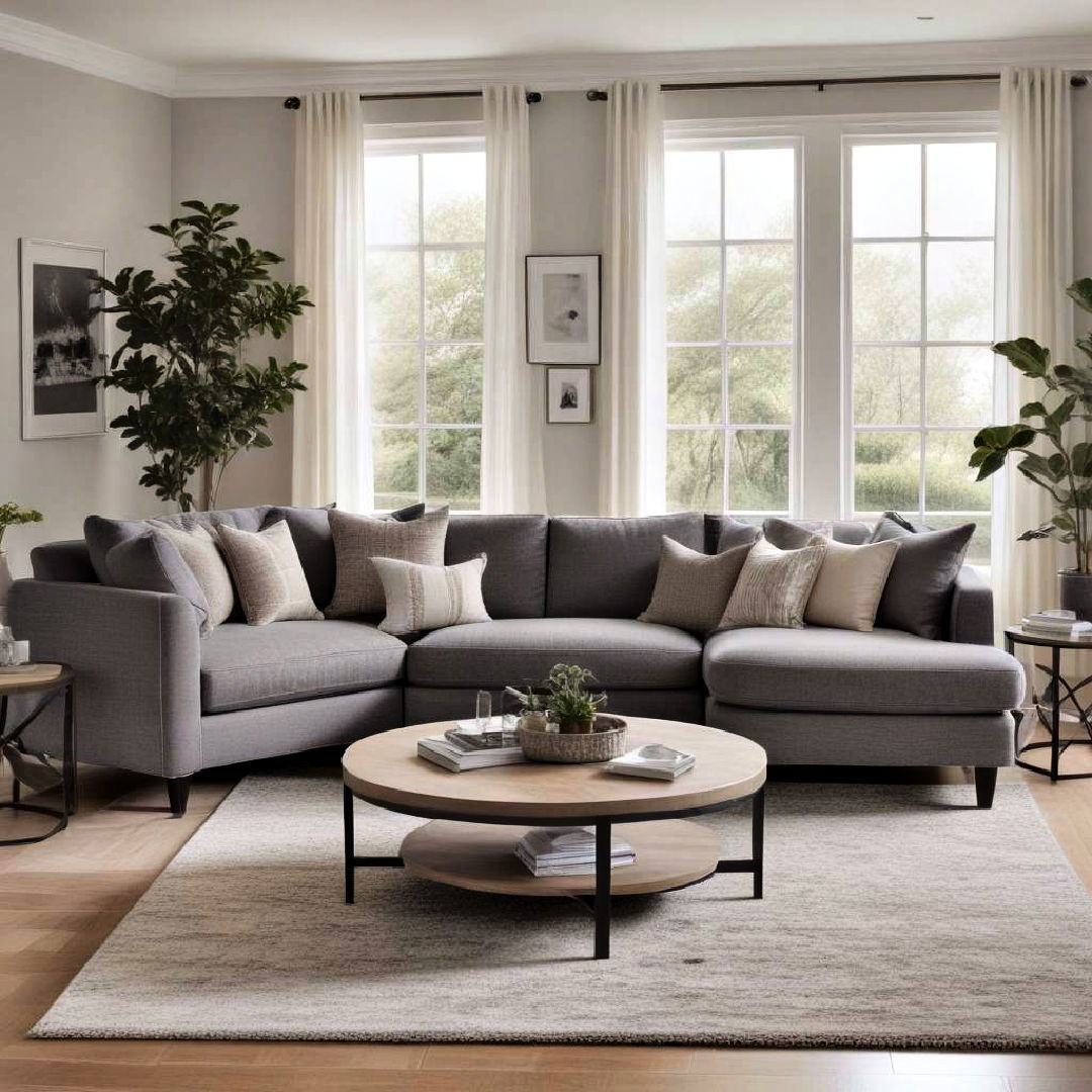 grey sectional for a balanced base