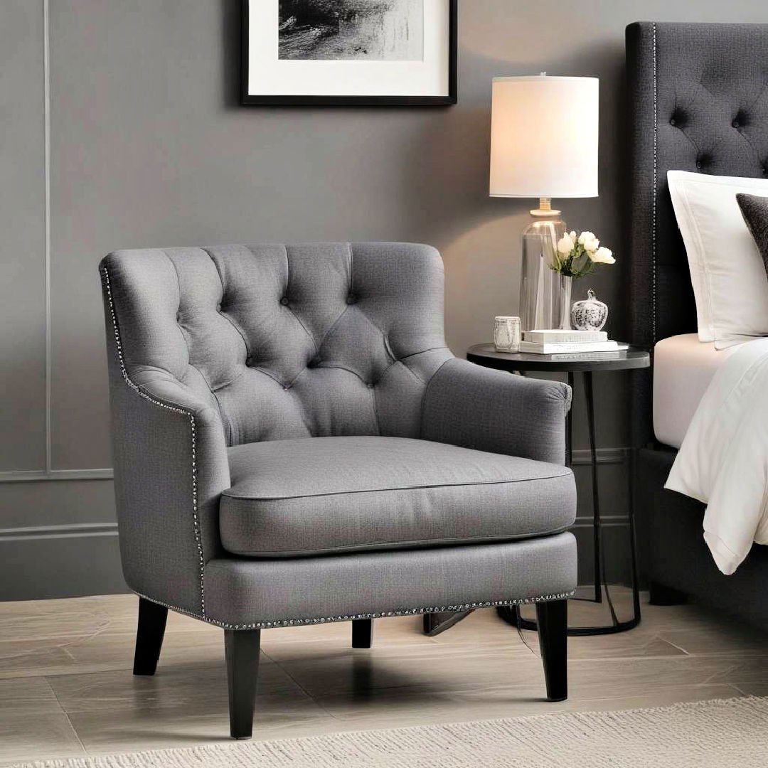 grey upholstered chair