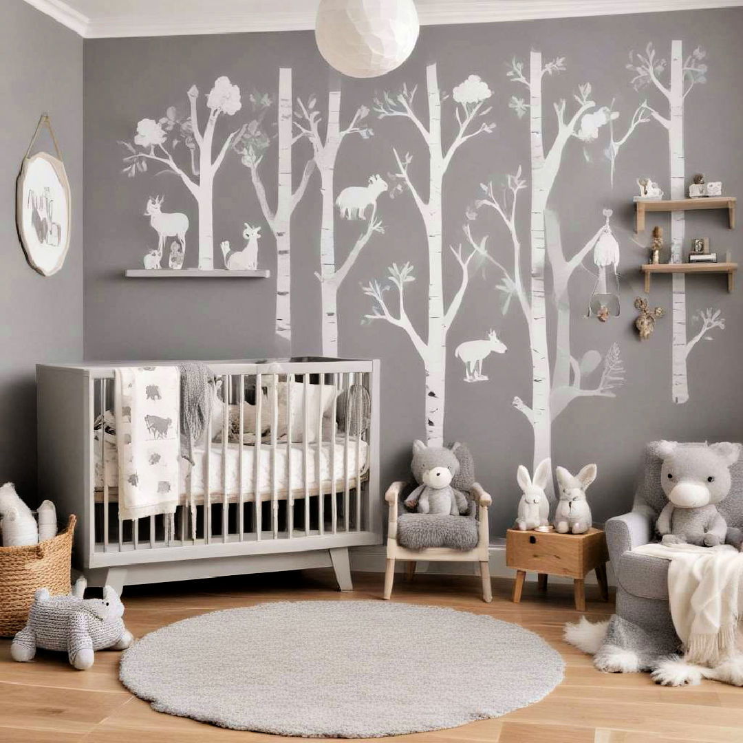 grey woodland themed nursery