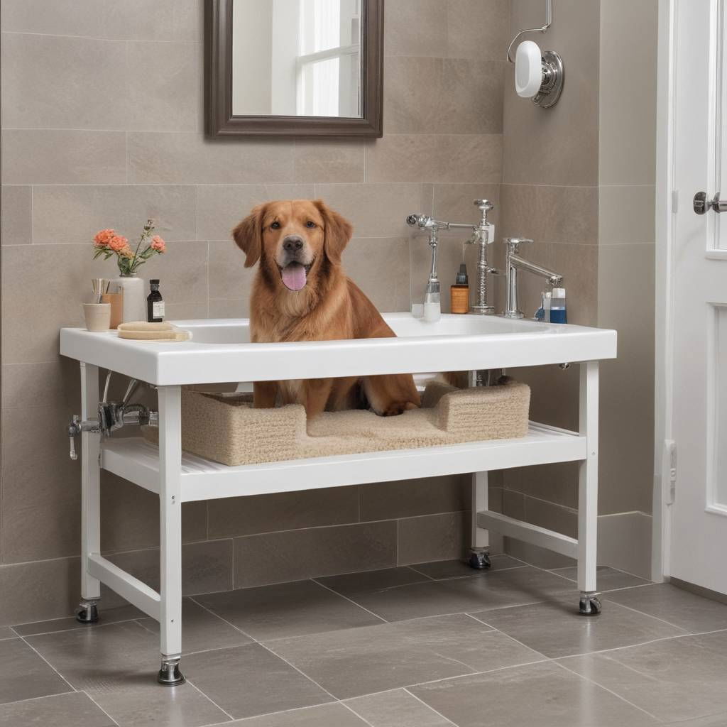 grooming table with dog bath