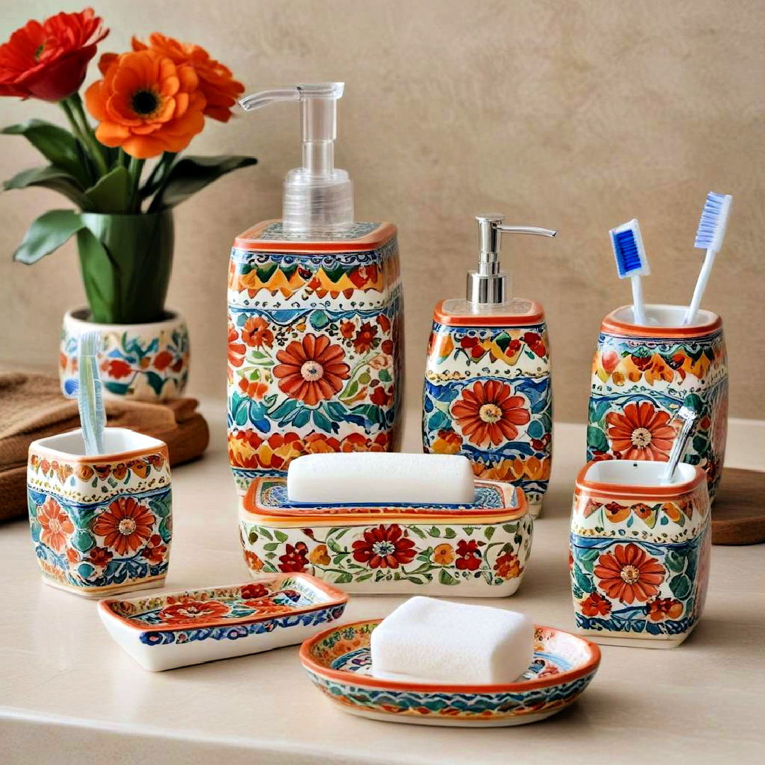 hand painted ceramic bathroom accessories