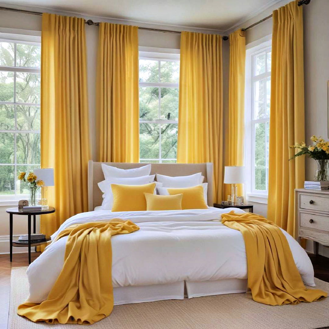 hang canary yellow drapes for dramatic softness