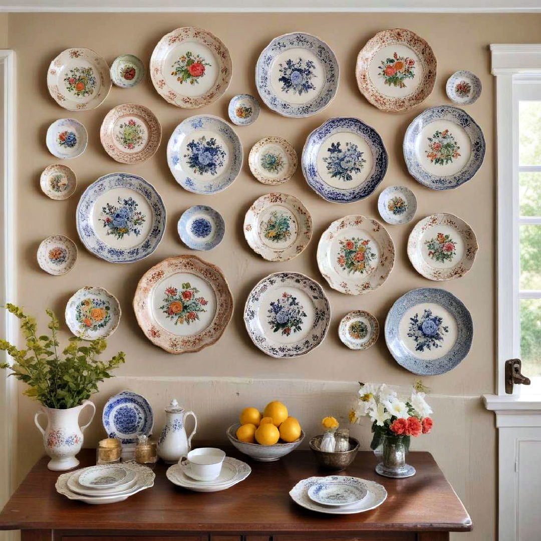 hang plate walls for vintage charm