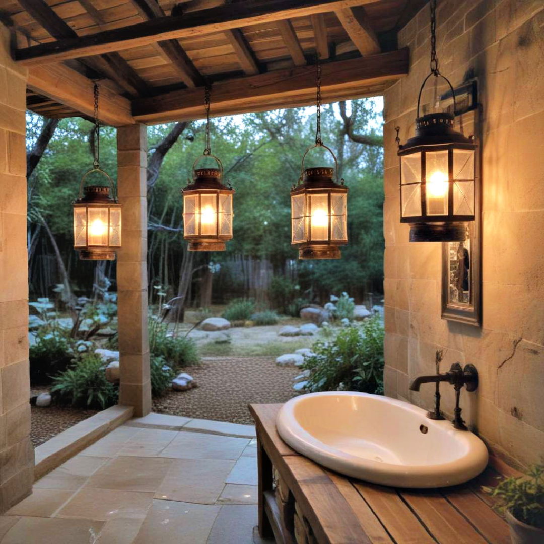 hanging lanterns for nighttime ambiance