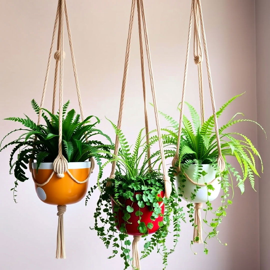 hanging planters for a green retro touch