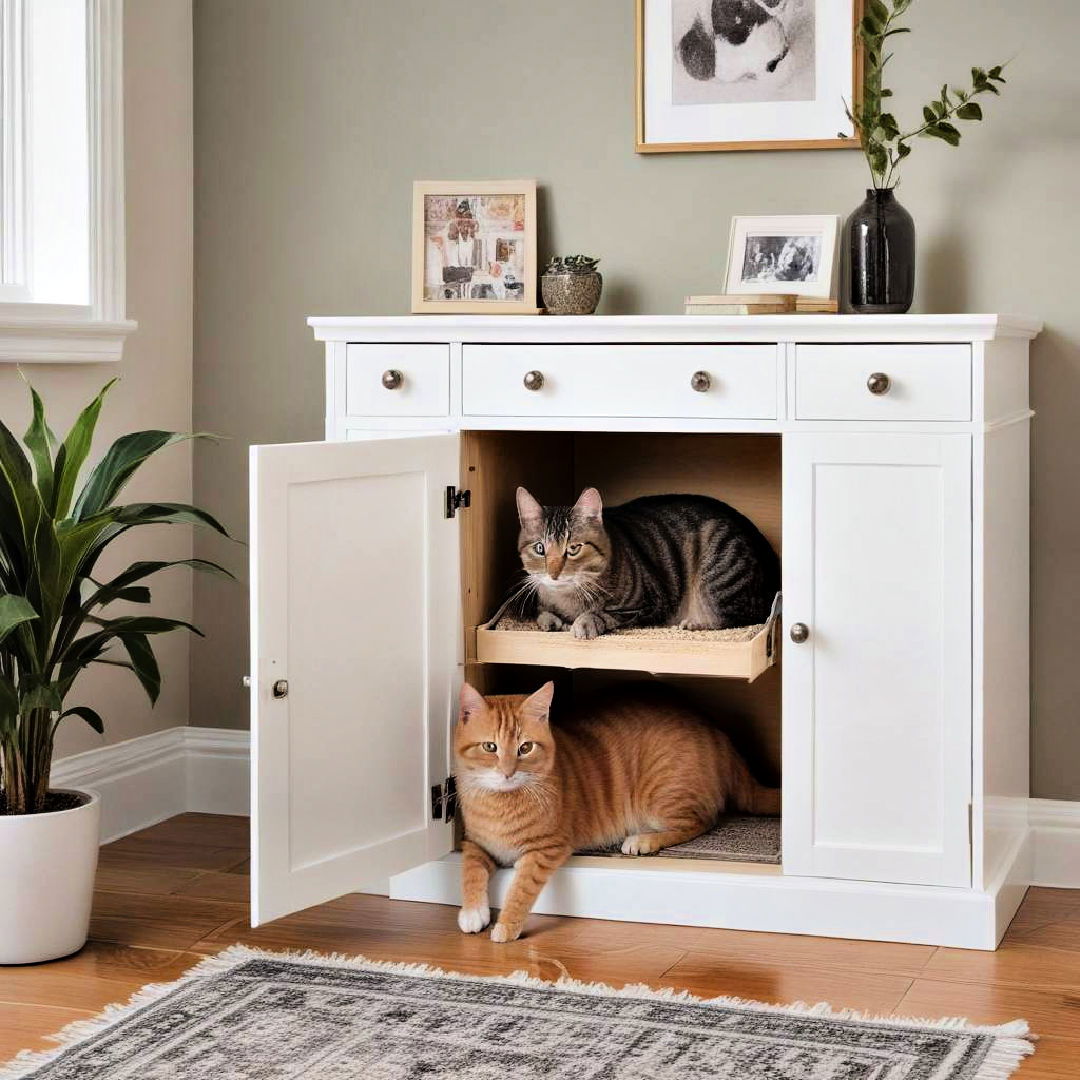 hidden litter box cabinet