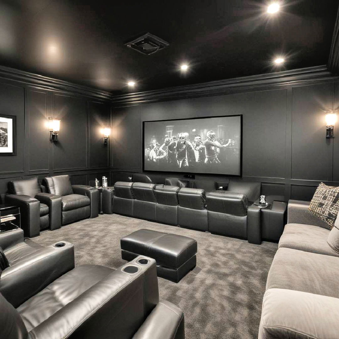 home theater with black accents