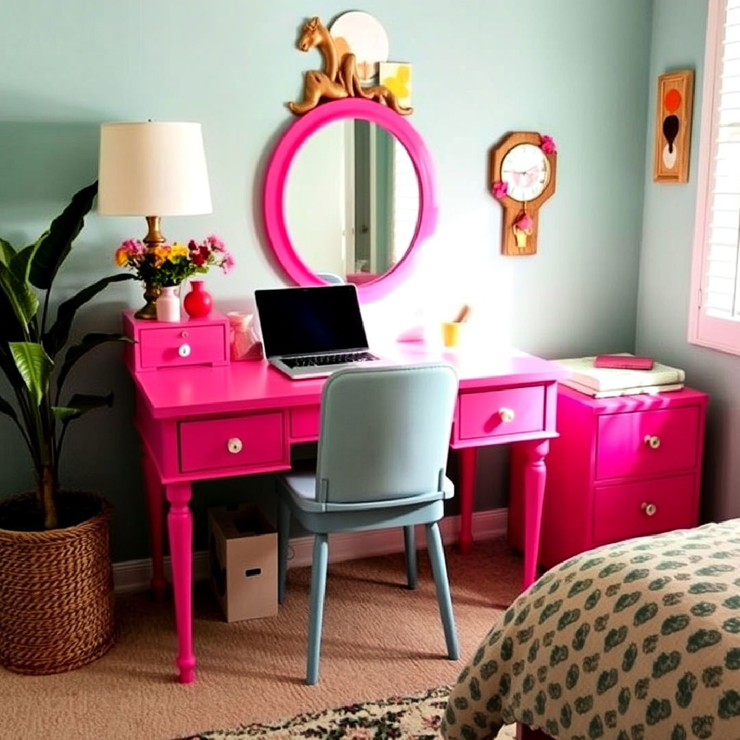 hot pink desk or vanity