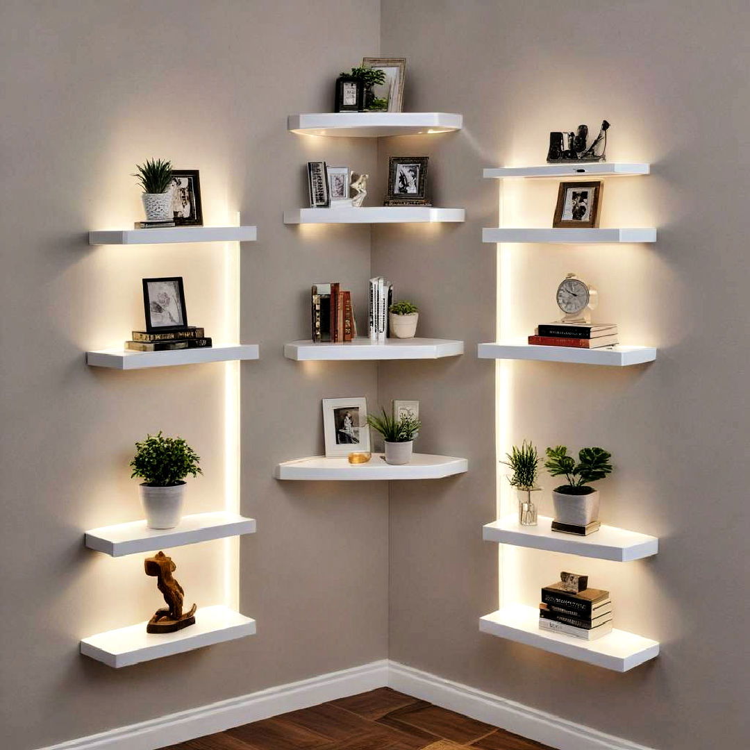 illuminated corner shelves